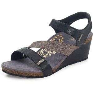 Aetrex Brynn Sandal Size 42 Quarter Strap Wedge Arch Support Plantar Fasciitis